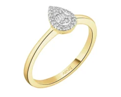 Pierścionek z żółtego złota z diamentami - 0,09 ct - próba 585