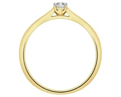 Pierścionek z żółtego złota z brylantem laboratoryjnym - 0,15 ct - próba 585