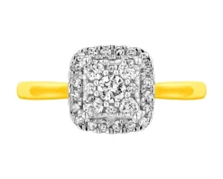 Pierścionek z żółtego złota z diamentami - 0,33 ct - próba 585