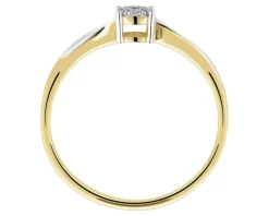 Pierścionek z żółtego złota z diamentami - 0,03 ct - próba 585