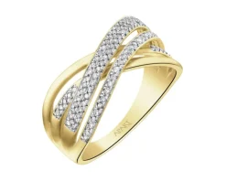 Pierścionek z żółtego złota z diamentami - 0,24 ct - próba 585