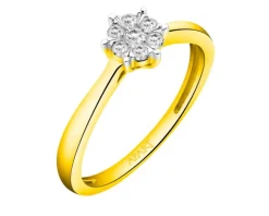 Pierścionek z żółtego złota z brylantami - 0,16 ct - próba 585