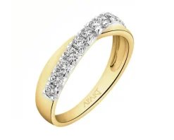 Pierścionek z żółtego złota z brylantami - 0,50 ct - próba 585