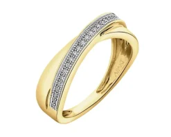 Pierścionek z żółtego złota z diamentami - 0,07 ct - próba 585