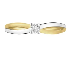 Pierścionek z żółtego złota z brylantem - 0,02 ct - próba 375