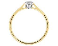 Pierścionek z żółtego złota z brylantem - 0,08 ct - próba 585