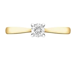 Pierścionek z żółtego złota z brylantem - 0,18 ct - próba 750