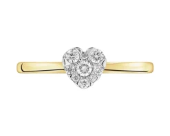 Pierścionek z żółtego złota z brylantami - serce - 0,15 ct - próba 585