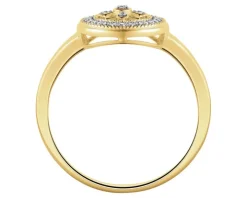 Pierścionek z żółtego złota z diamentami - rozeta - 0,07 ct - próba 585