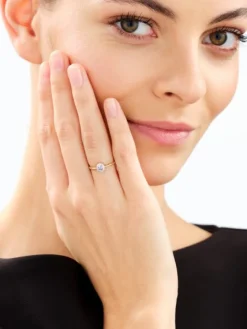 Pierścionek z żółtego złota z diamentami i tanzanitem - próba 585