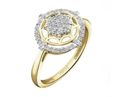 Pierścionek z żółtego złota z diamentami - 0,20 ct - próba 585