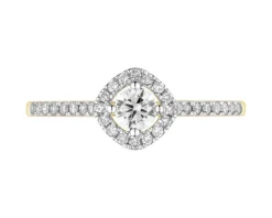 Pierścionek z  żółtego złota z brylantami - 0,35 ct - próba 585