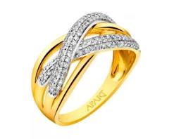 Pierścionek z żółtego złota z diamentami - 0,34 ct - próba 585