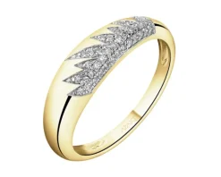 Pierścionek z żółtego złota z diamentami - 0,09 ct - próba 585