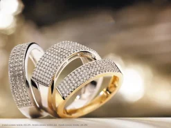 Pierścionek z żółtego złota z diamentami - 0,24 ct - próba 585