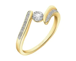 Pierścionek z żółtego złota z brylantami - 0,39 ct - próba 750