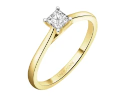 Pierścionek z żółtego złota z diamentem laboratoryjnym - 0,31 ct - próba 585