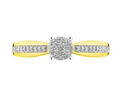 Pierścionek z żółtego złota z diamentami - 0,10 ct - próba 585