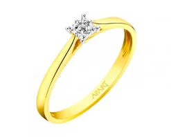 Pierścionek z żółtego złota z diamentem - 0,003 ct - próba 375