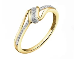 Pierścionek z żółtego złota z brylantami - 0,11 ct - próba 585