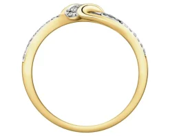 Pierścionek z żółtego złota z brylantami - 0,11 ct - próba 585