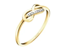 Pierścionek z żółtego złota z diamentami - nieskończoność - 0,008 ct - próba 375