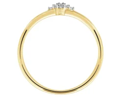 Pierścionek z żółtego złota z diamentami - 0,05 ct - próba 375