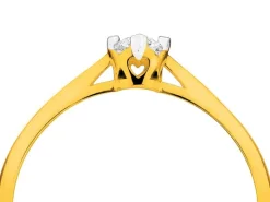 Pierścionek z żółtego złota z brylantem - serce - 0,05 ct - próba 585