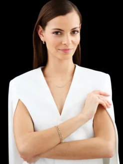 Pierścionek z żółtego złota z diamentami - 0,10 ct - próba 585