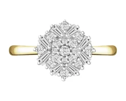 Pierścionek z żółtego złota z diamentami - 0,39 ct - próba 585