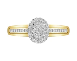 Pierścionek  z żółtego złota z diamentami - 0,15 ct - próba 585