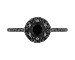 Pierścionek z żółtego złota z czarnymi brylantami i onyksem - próba 585