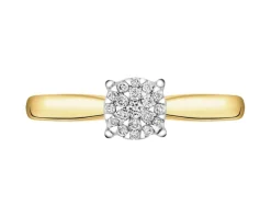 Pierścionek z żółtego złota z brylantami - 0,09 ct - próba 585