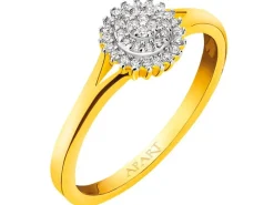 Pierścionek z żółtego złota z diamentami - 0,10 ct - próba 585