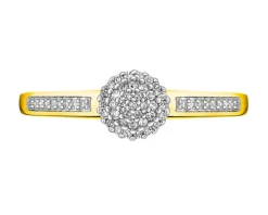 Pierścionek z żółtego złota z diamentami - 0,09 ct - próba 585