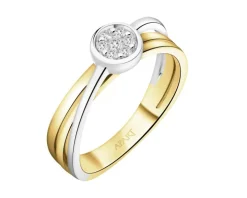 Pierścionek z żółtego złota z brylantami - 0,10 ct - próba 585