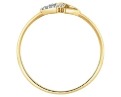 Pierścionek z żółtego złota z diamentami - serca - 0,02 ct - próba 375