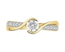 Pierścionek z żółtego złota z brylantami - 0,47 ct - próba 585