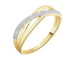 Pierścionek z żółtego złota z diamentami - 0,10 ct - próba 585