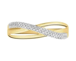 Pierścionek z żółtego złota z diamentami - 0,10 ct - próba 585