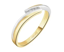 Pierścionek z żółtego złota z brylantami - 0,03 ct - próba 585