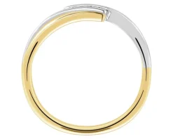 Pierścionek z żółtego złota z brylantami - 0,03 ct - próba 585
