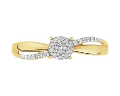 Pierścionek z żółtego złota z diamentami - 0,08 ct - próba 375