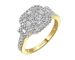 Pierścionek z żółtego złota z diamentami - 0,75 ct - próba 585