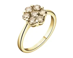 Pierścionek z żółtego złota z brylantami Champagne - kwiat - 0,75 ct - próba 585