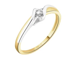 Pierścionek z żółtego złota z brylantem - 0,05 ct - próba 585