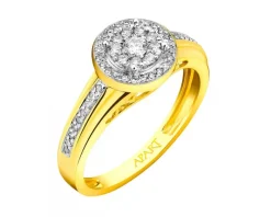 Pierścionek z żółtego złota z diamentami - 0,25 ct - próba 585