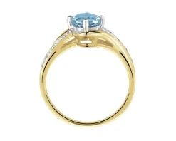 Pierścionek z żółtego złota z diamentami i topazem - próba 585
