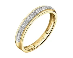 Pierścionek z żółtego złota z diamentami - 0,11 ct - próba 585