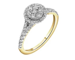 Pierścionek z żółtego złota z diamentami - 0,50 ct - próba 585